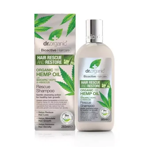 DR. ORGANIC Bio Kendermagolajos hajserkentő sampon (Baicapil formula) (265ml)
