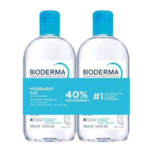 BIODERMA Hydrabio H2O micellás arc- és sminklemosó oldat duopack (500ml+500ml)